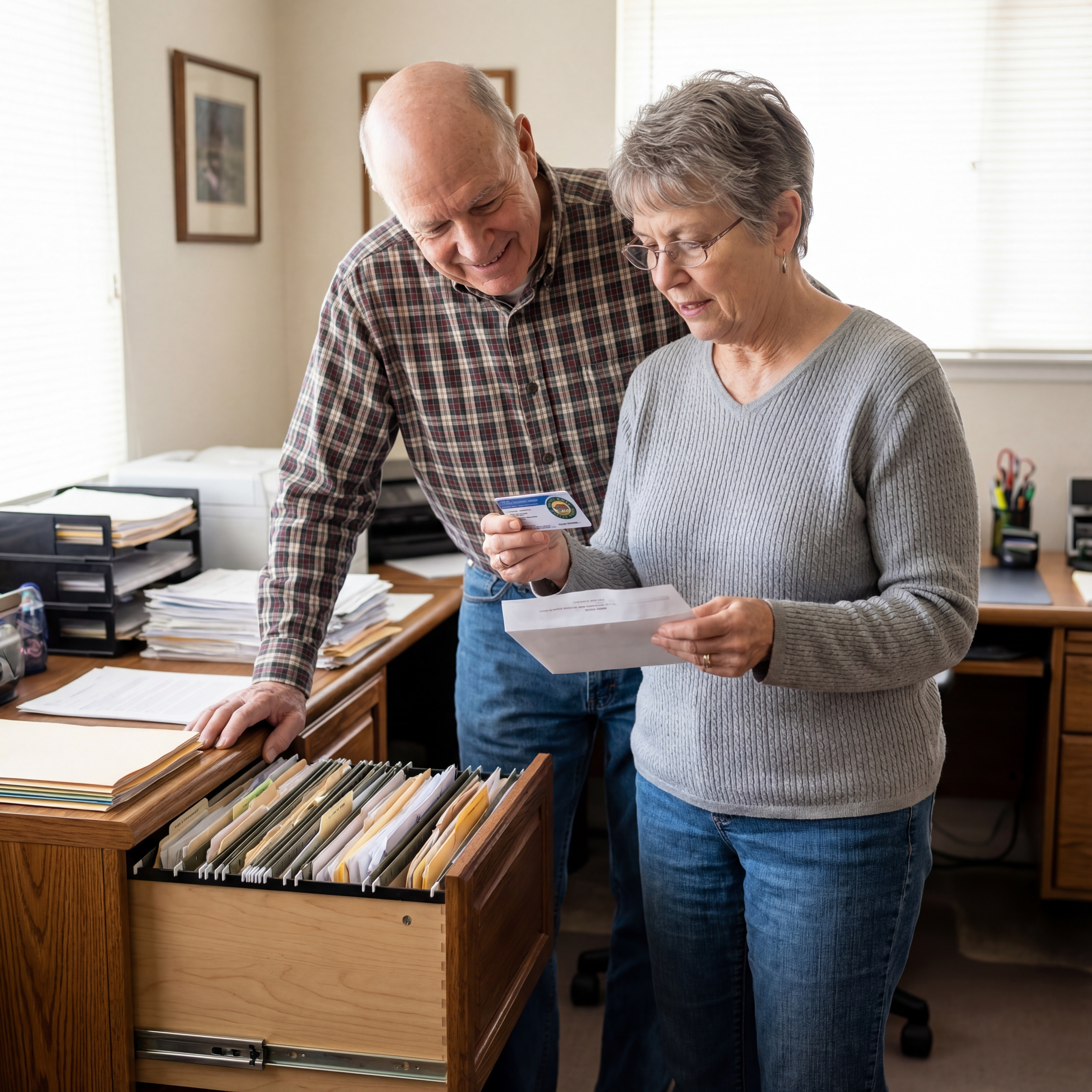 A retired couple staying active and steady on their feet, supported by Medicare preventive benefits